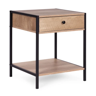 ModernHome CTG404050 Noční stolek se zásuvkou a policí 40 x 50 cm, světlý dub