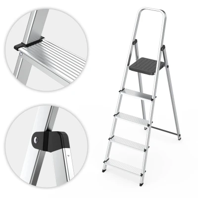 ModernHome WK4026-5 Hliníkové schůdky 5-stupňové s plošinou 150 kg
