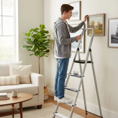 ModernHome WK4026-5 Hliníkové schůdky 5-stupňové s plošinou 150 kg