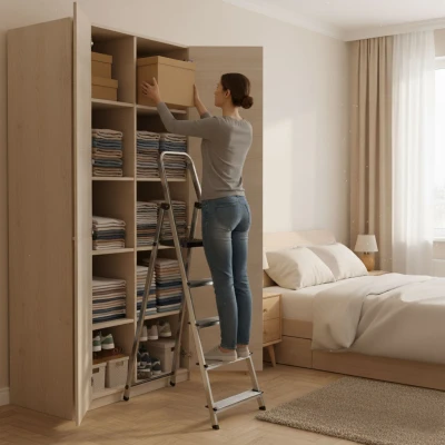 ModernHome WK4026-5 Hliníkové schůdky 5-stupňové s plošinou 150 kg