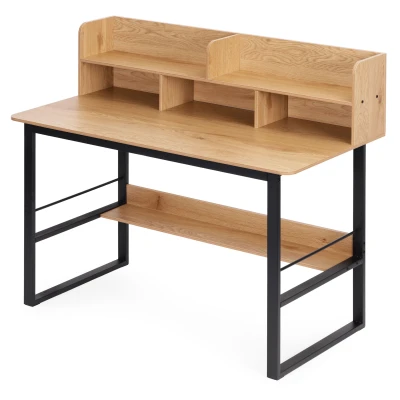ModernHome SZ12060103 Počítačový stůl s nadstavbou 120 x 60 cm, světlý dub