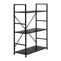 ModernHome CWJ602480LG Dřevěný regál s kovovým rámem a 3 policemi, 80 x 59,5 x 23,5 cm