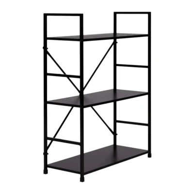 ModernHome CWJ602480LG Dřevěný regál s kovovým rámem a 3 policemi, 80 x 59,5 x 23,5 cm