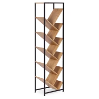 ModernHome SJ4027150TL Geometrický regál na knihy, 10 polic, světlý dub
