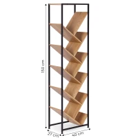 ModernHome SJ4027150TL Geometrický regál na knihy, 10 polic, světlý dub