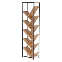 ModernHome SJ4027150TL Geometrický regál na knihy, 10 polic, světlý dub