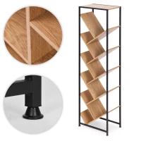 ModernHome SJ4027150TL Geometrický regál na knihy, 10 polic, světlý dub