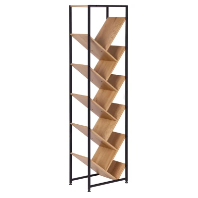 ModernHome SJ4027150TL Geometrický regál na knihy, 10 polic, světlý dub
