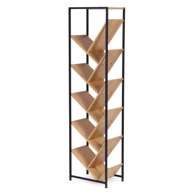 ModernHome SJ4027150TL Geometrický regál na knihy, 10 polic, světlý dub