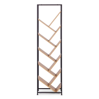 ModernHome SJ4027150TL Geometrický regál na knihy, 10 polic, světlý dub
