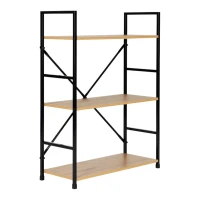 ModernHome CWJ602480LG Dřevěný regál s kovovým rámem a 3 policemi