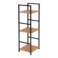ModernHome CWJ302480L Dřevěný regál s kovovým rámem a 3 policemi, 80 x 23,5 x 29 cm