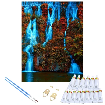 RealG RC-K-264 Maľovanie podľa čísel s rámom 40 x 50 cm, Vodopád