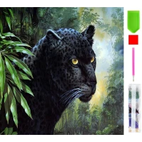 RealG RC-K-052 Diamantové malování sada 5D, 30 × 30 cm, puma