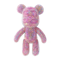 RealG RC-K-257 Diamantové malování 5D figurka 51 cm, medvěd růžový