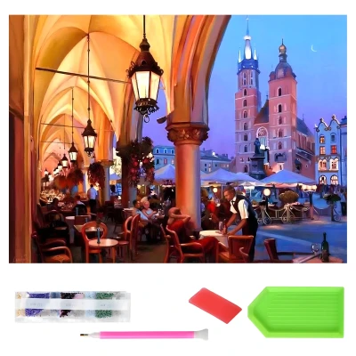 RealG RC-K-713 Diamantové malování sada 120 x 60 cm, Kraków Kościól Mariacki