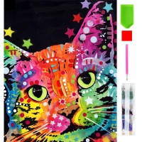 RealG RC-K-100 Diamantové malování sada 5D, 30 × 40 cm, barevný kocour