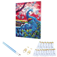 RealG RC-K-263 Malování podle čísel s rámem 30 x 40 cm, barevný páv