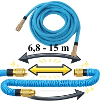 RealG RC-K-2237 Zahradní flexi hadice 6,8 - 15 m, spojky 1/2" a 3/4", modrá