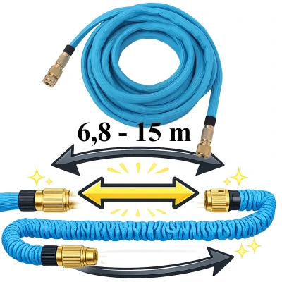 RealG RC-K-2237 Zahradní flexi hadice 6,8 - 15 m, spojky 1/2" a 3/4", modrá