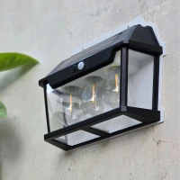 RealG RC-K-2205 Solární LED trojitá nástěnné zahradní svítidlo s čidlem pohybu