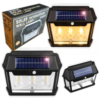 RealG RC-K-2205 Solární LED trojitá nástěnné zahradní svítidlo s čidlem pohybu
