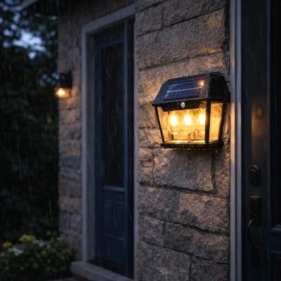 RealG RC-K-2205 Solární LED trojitá nástěnné zahradní svítidlo s čidlem pohybu