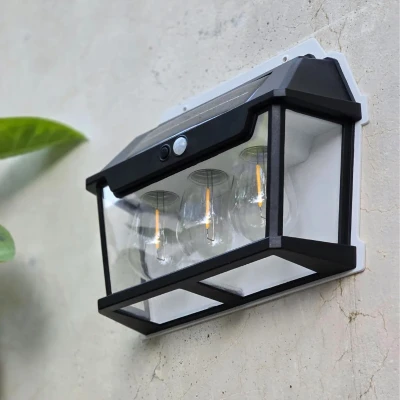 RealG RC-K-2205 Solární LED trojitá nástěnné zahradní svítidlo s čidlem pohybu