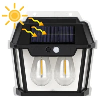 RealG RC-K-2204 Solární LED dvojité nástěnné zahradní svítidlo s čidlem pohybu
