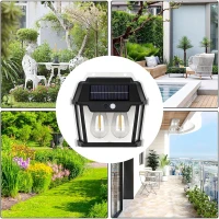 RealG RC-K-2204 Solární LED dvojité nástěnné zahradní svítidlo s čidlem pohybu