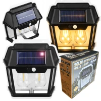 RealG RC-K-2204 Solární LED dvojité nástěnné zahradní svítidlo s čidlem pohybu
