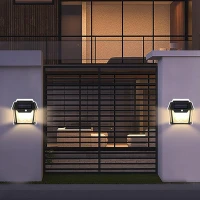 RealG RC-K-2204 Solární LED dvojité nástěnné zahradní svítidlo s čidlem pohybu