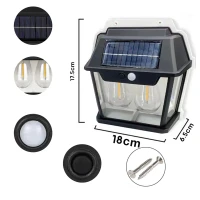 RealG RC-K-2204 Solární LED dvojité nástěnné zahradní svítidlo s čidlem pohybu