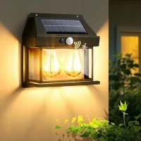 RealG RC-K-2204 Solární LED dvojité nástěnné zahradní svítidlo s čidlem pohybu