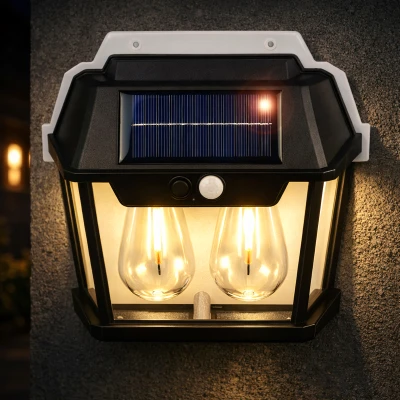 RealG RC-K-2204 Solární LED dvojité nástěnné zahradní svítidlo s čidlem pohybu