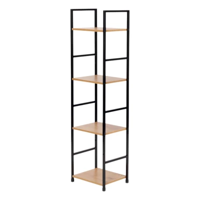 ModernHome CWJ3024112L Drevená policová jednotka s kovovým rámom a 4 policami, 113 x 23,5 x 29 cm