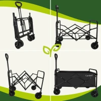 Gardlov 27542 Zahradní přepravní vozík skládací, 100 kg, 90 l, 69 x 45 x 49 cm, černý