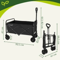 Gardlov 27542 Zahradní přepravní vozík skládací, 100 kg, 90 l, 69 x 45 x 49 cm, černý