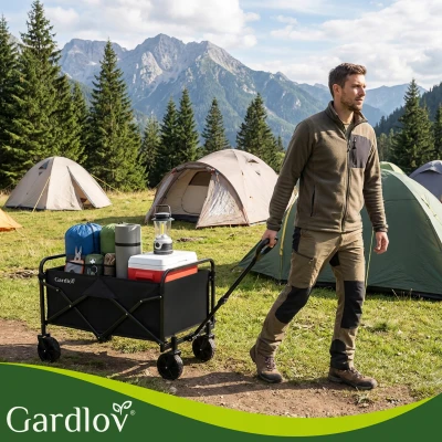 Gardlov 27542 Zahradní přepravní vozík skládací, 100 kg, 90 l, 69 x 45 x 49 cm, černý