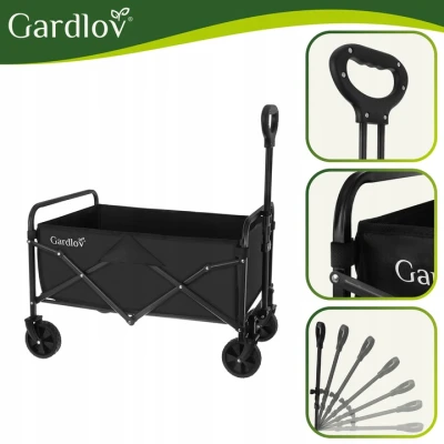 Gardlov 27542 Zahradní přepravní vozík skládací, 100 kg, 90 l, 69 x 45 x 49 cm, černý