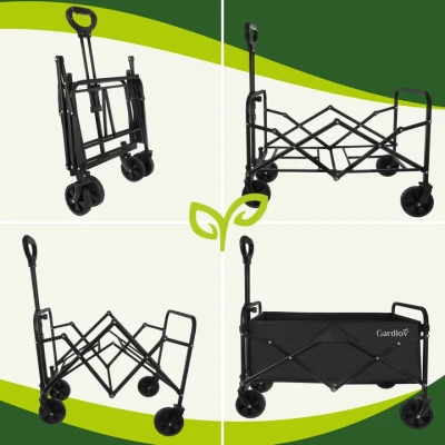 Gardlov 27542 Zahradní přepravní vozík skládací, 100 kg, 90 l, 69 x 45 x 49 cm, černý