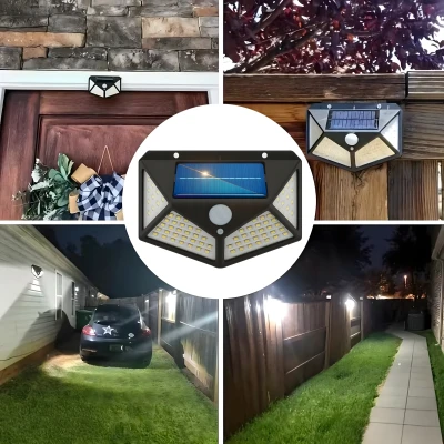 RealG RC-K-2144 Solárne vonkajšie LED osvetlenie, 100 LED diód, 600 lm, IP44, snímač pohybu