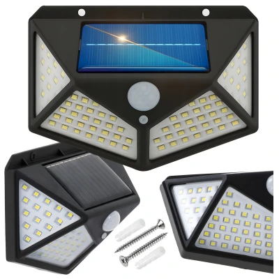 RealG RC-K-2144 Solárne vonkajšie LED osvetlenie, 100 LED diód, 600 lm, IP44, snímač pohybu