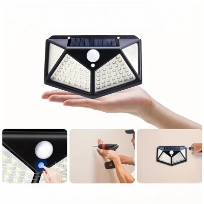 RealG RC-K-2144 Solárne vonkajšie LED osvetlenie, 100 LED diód, 600 lm, IP44, snímač pohybu