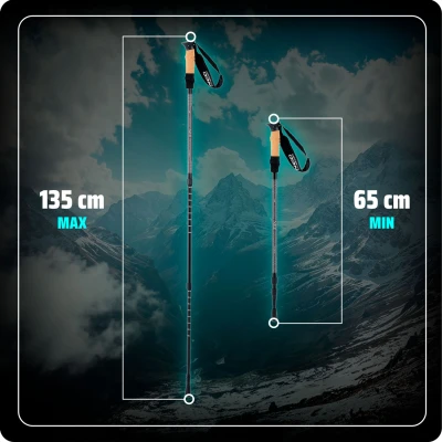 Trekingové palice Neo-Sport NS-380 Professional, 65-135 cm, 0,355 kg, 2 kusy, čierne