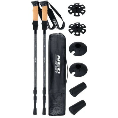Trekingové palice Neo-Sport NS-380 Professional, 65-135 cm, 0,355 kg, 2 kusy, čierne