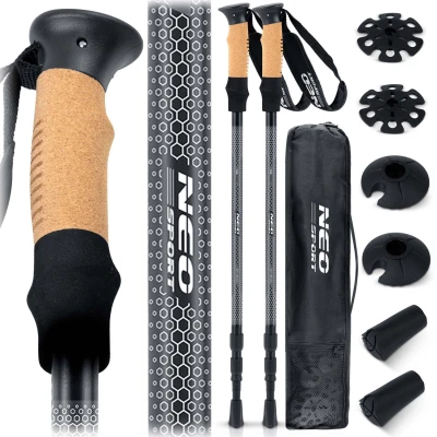 Trekingové palice Neo-Sport NS-380 Professional, 65-135 cm, 0,355 kg, 2 kusy, čierne