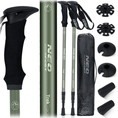 Neo-Sport NS-381 Trekingové hole Professional, 65-135 cm, 0,355 kg, 2 ks, olivově zelená
