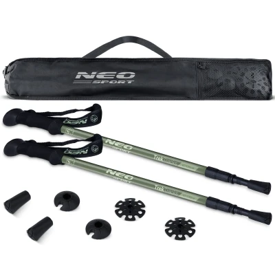 Neo-Sport NS-381 Trekingové hole Professional, 65-135 cm, 0,355 kg, 2 ks, olivově zelená