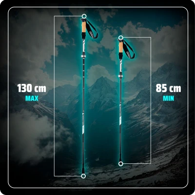 Neo-Sport NS-382 Trekingové hole Professional, 85-130 cm, 0,355 kg, 2 ks, šedá